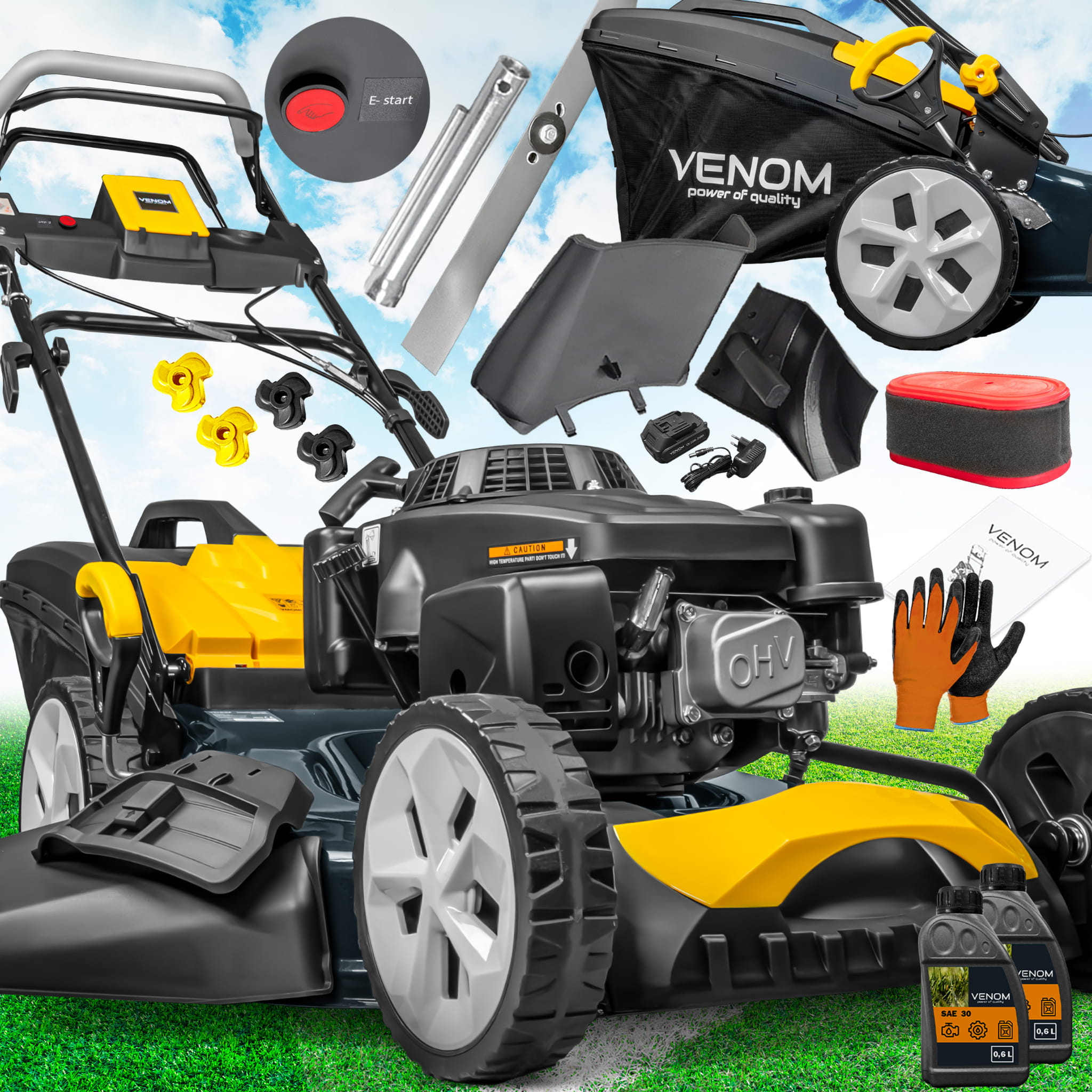 Mocna Kosiarka Spalinowa VENOM 10w1 Loncin 224cc Napęd Mulczowanie Mocna 58cm Odpalanie Na Przycisk