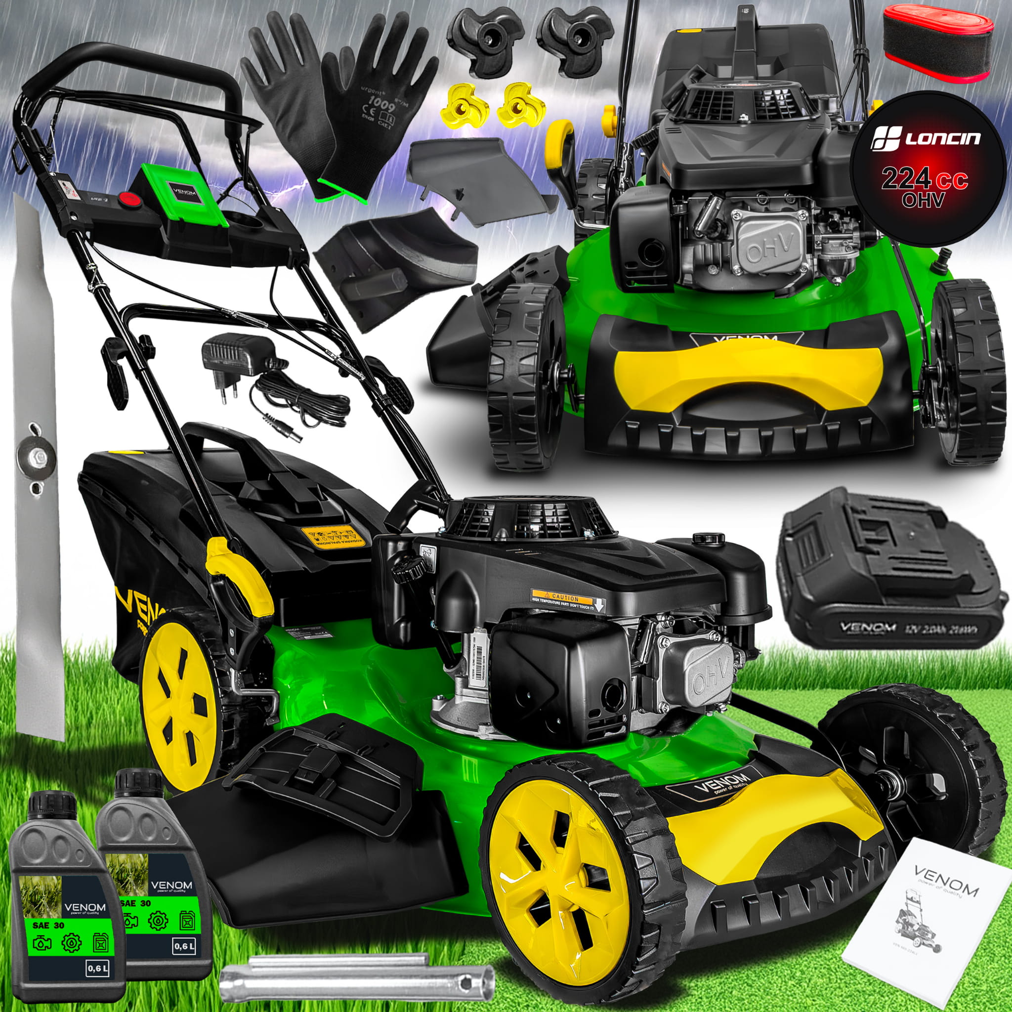 Profesjonalna Kosiarka Spalinowa VENOM 10w1 Loncin 224cc Napęd Mulczowanie Elektryczny START 58cm